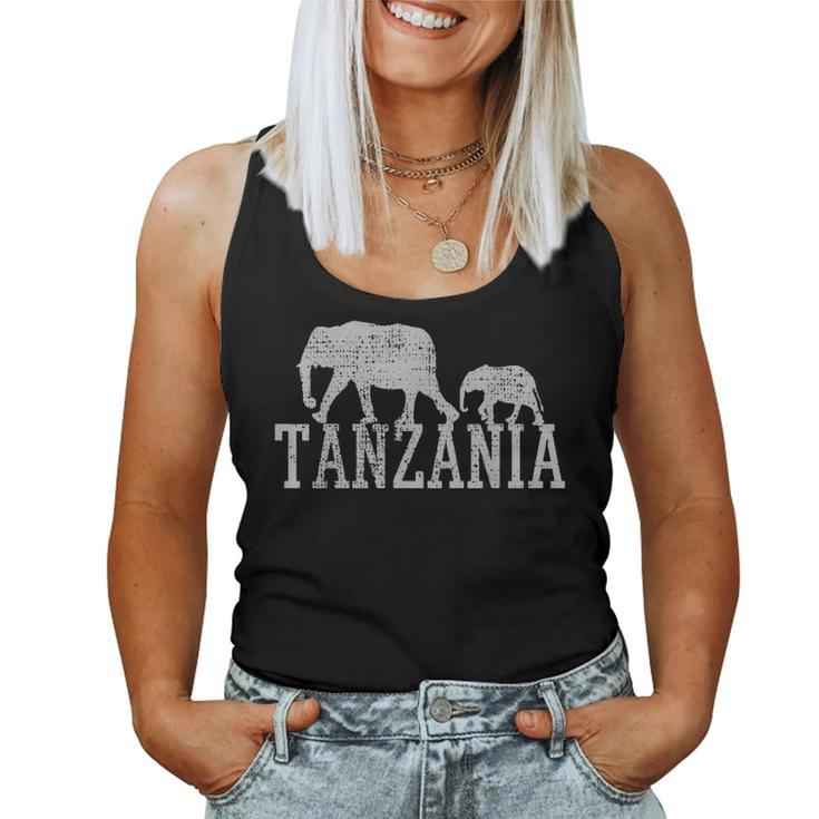 Elephant Family Baby Mother Dad Africa Tanzania Vintage Women Tank Top Basic Casual Daily Weekend Graphic
