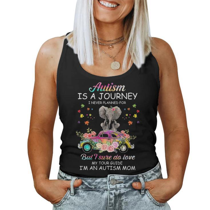 Elephant Riding Truck Funny Autism Awareness Gift For Mom Women Tank Top Basic Casual Daily Weekend Graphic