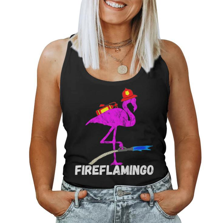 Fire Fighter Flamingo Exotic Bird Funny Firefighter Fireman   Women Tank Top Basic Casual Daily Weekend Graphic