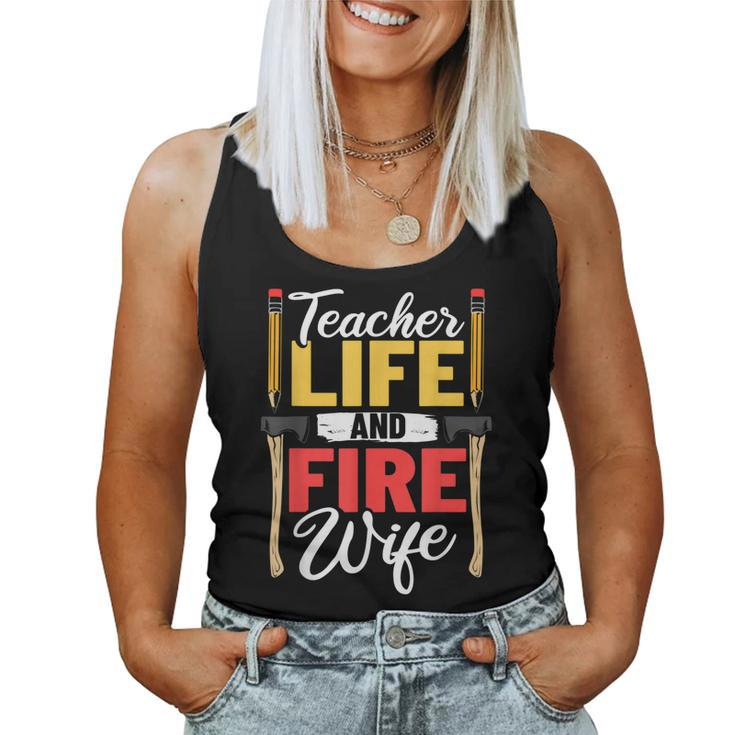 Firefighter Design Firefighter Wife Teacher Life Fire Wife  Women Tank Top Basic Casual Daily Weekend Graphic