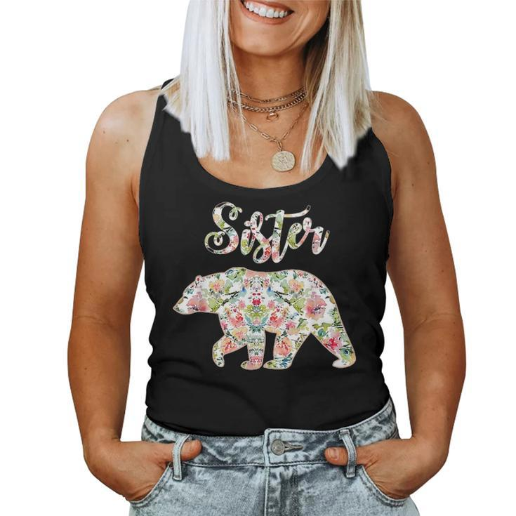 Floral Sister Bear  Sister Matching Mom And Daughter Women Tank Top Basic Casual Daily Weekend Graphic