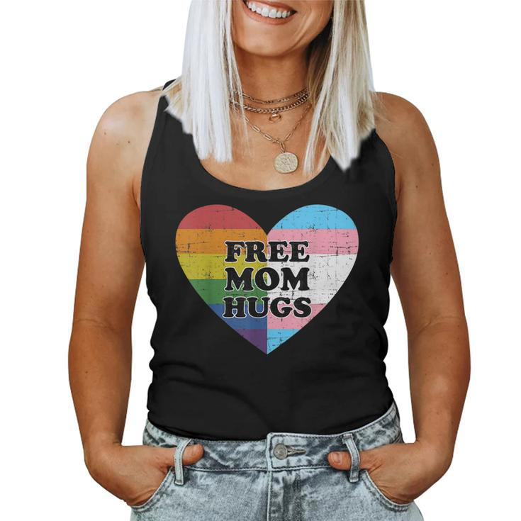 Free Mom Hugs With Rainbow And Transgender Flag Heart Women Tank Top