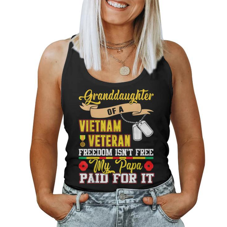 Freedom Isnt Free Proud Granddaughter Of A Vietnam Veteran Women Tank Top Basic Casual Daily Weekend Graphic