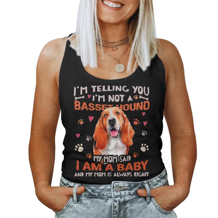 Funny Basset Hound Baby Dog Mom Mother Dogs Lover Women Tank Top Basic Casual Daily Weekend Graphic