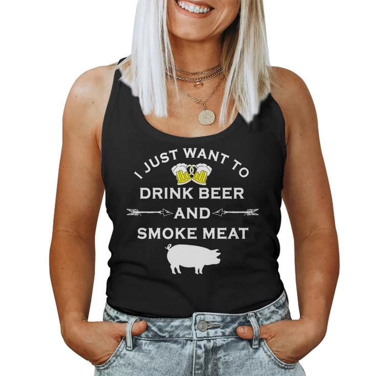 Funny Bbq  Drink Beer Smoke Meat  Grill  Women Tank Top Basic Casual Daily Weekend Graphic