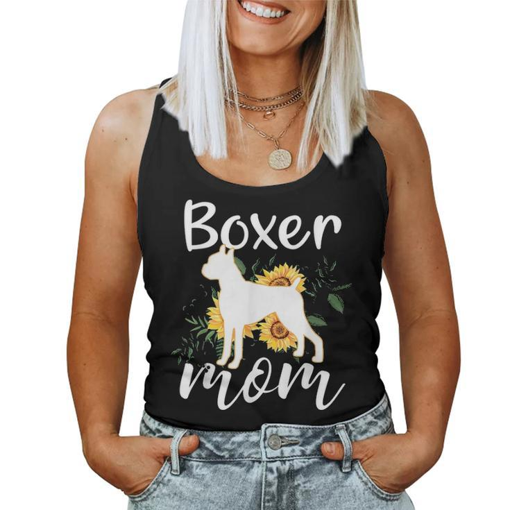 Funny Boxer Mom Sunflower Dog Lovers Mothers Day Gift Women Tank Top Basic Casual Daily Weekend Graphic