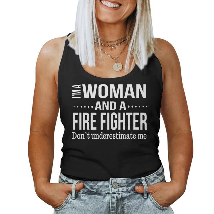Funny Fire Fighter Gifts For Women  Dont Underestimate Women Tank Top Basic Casual Daily Weekend Graphic