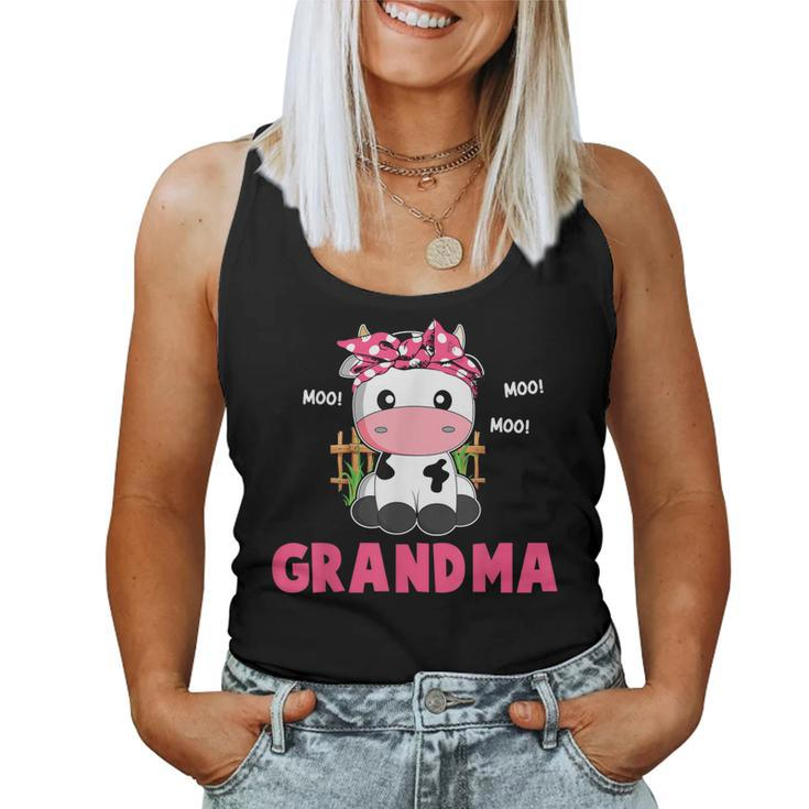 Funny Grandma Cow Cute Cow Farmer Birthday Matching Family  Women Tank Top Basic Casual Daily Weekend Graphic