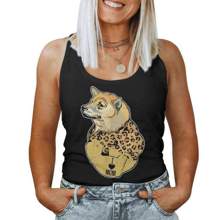 Funny Leopard Dog Shiba Mom Costume Mothers Day Gift Women Tank Top Basic Casual Daily Weekend Graphic
