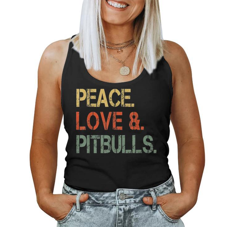 Funny Peace Love Pitbulls  Pittie Mom Gifts Pibbles Dad Women Tank Top Basic Casual Daily Weekend Graphic