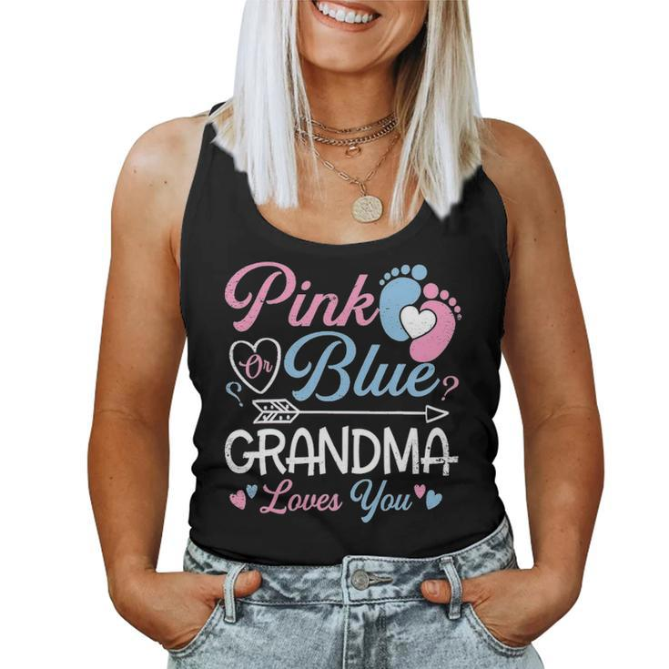 Funny Pink Or Blue Grandma Loves You Gender Reveal Gift Women Tank Top Basic Casual Daily Weekend Graphic