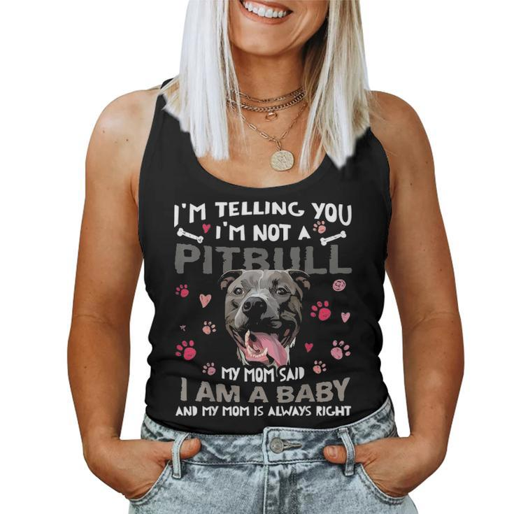 Funny Pitbull Baby Dog Mom Mother Pittie Dogs Lover V2 Women Tank Top Basic Casual Daily Weekend Graphic