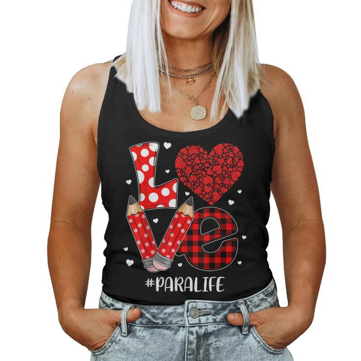 Funny Plaid Heart Love Para Life Valentine Day Christmas  Women Tank Top Basic Casual Daily Weekend Graphic