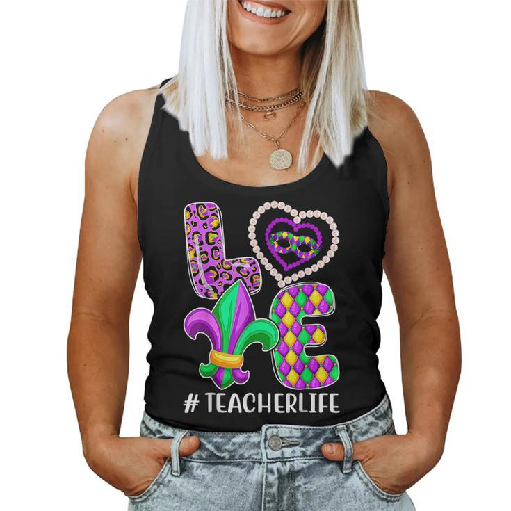 Funny Teacher Mardi Gras Family Matching Outfit V4 Women Tank Top Basic Casual Daily Weekend Graphic