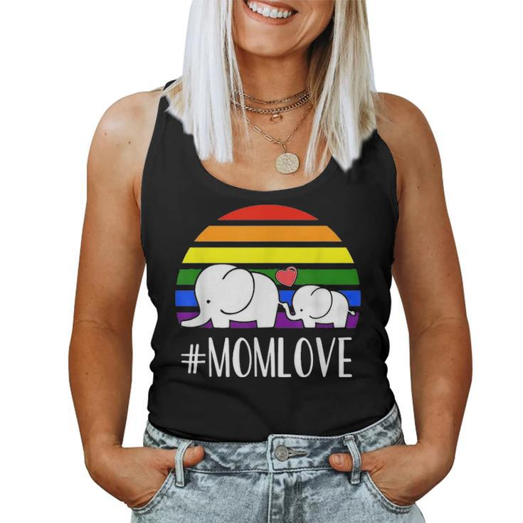 Gay Mom Love Pride Lgbt Rainbow Flag Elephant Gay Mom Gift V2 Women Tank Top Basic Casual Daily Weekend Graphic