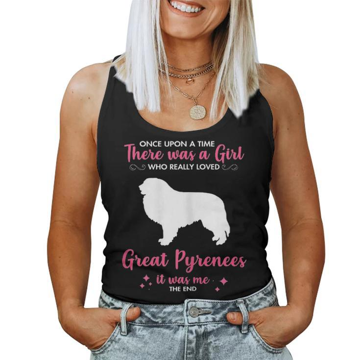 Girl Loves Great Pyrenees Dog Gift For Men Women Mom Dad Him Women Tank Top Basic Casual Daily Weekend Graphic