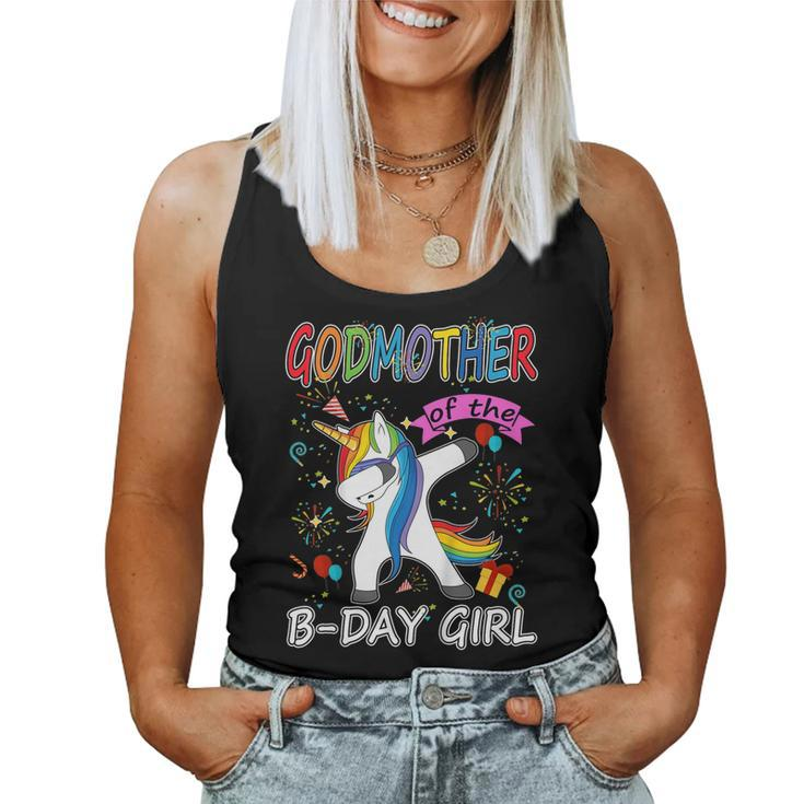 Godmother Of The Birthday Girl Unicorn Dabbing Party Tshirt Women Tank Top