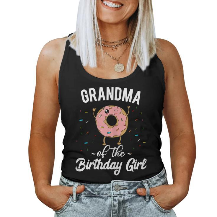 Womens Grandma Of The Birthday Girl Shirt Donut Tee Women Tank Top