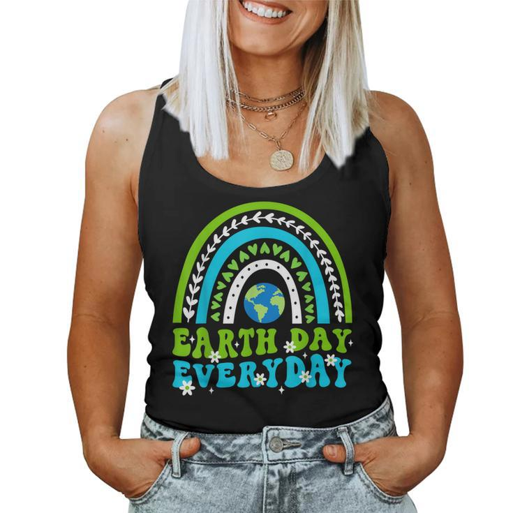 Groovy Earth Day Save Our Home Go Planet Rainbow Earth Women Tank Top