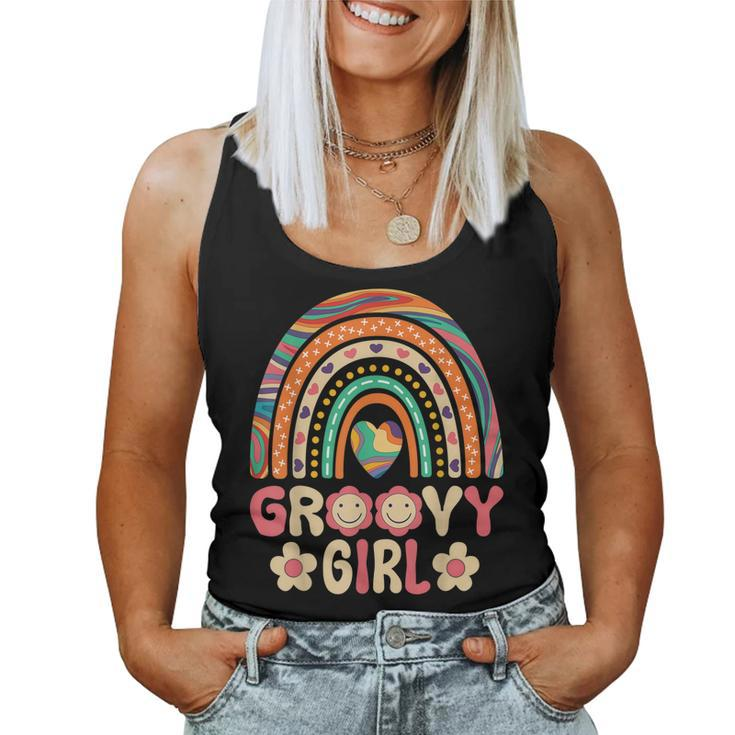 Groovy Girl 60S Theme Costume Cute 70S Outfit Rainbow Hippie Women Tank Top