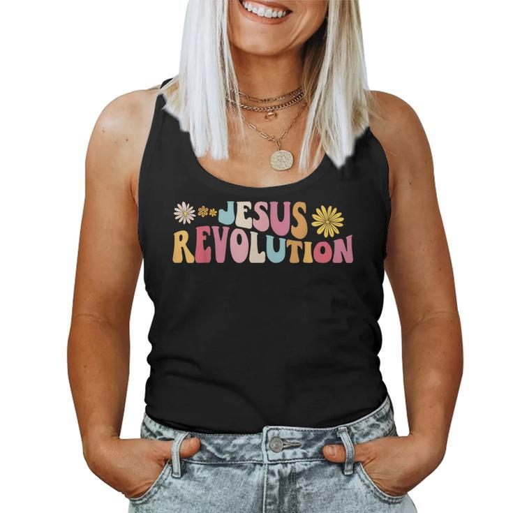 Groovy Retro Jesus Revolution Love Like Jesus Christian Women Tank Top
