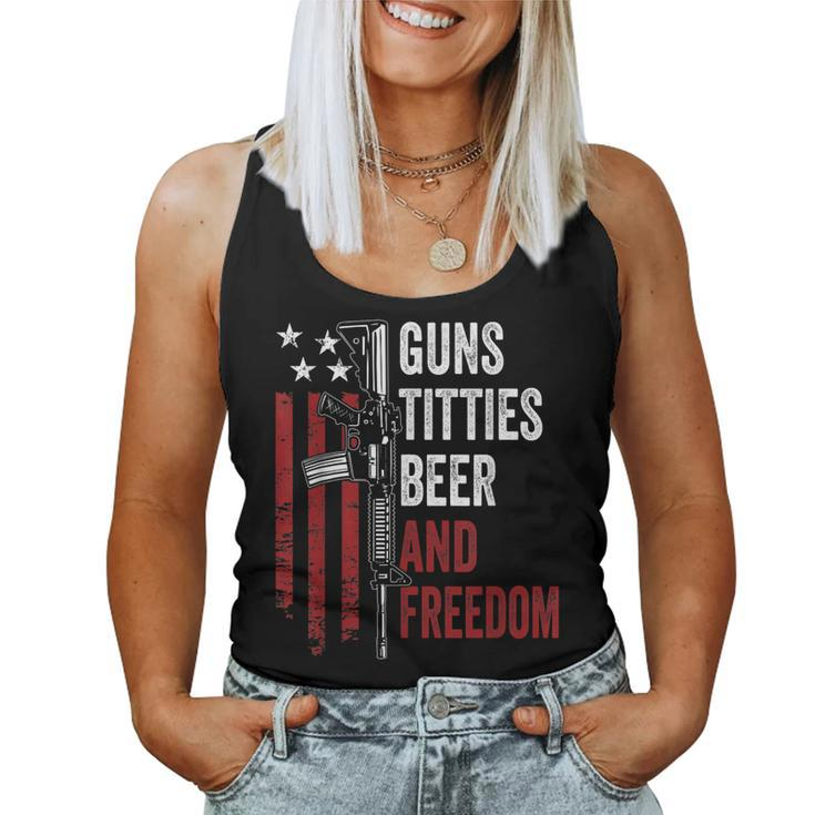 Guns Titties Beer & Freedom - Mens Funny Guns Drinking Usa Women Tank Top Basic Casual Daily Weekend Graphic