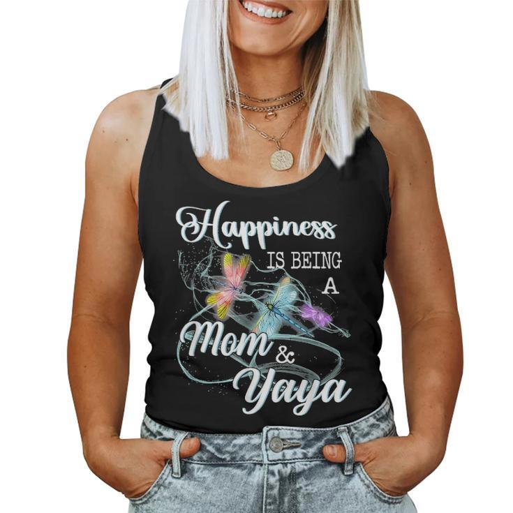 Happiness Is Being A Mom & Yaya Dragonfly Mothers Day Women Tank Top Basic Casual Daily Weekend Graphic