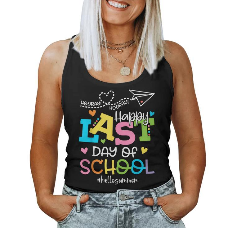 Happy Last Day Of School Hello Summer Students And Teachers  Women Tank Top Basic Casual Daily Weekend Graphic