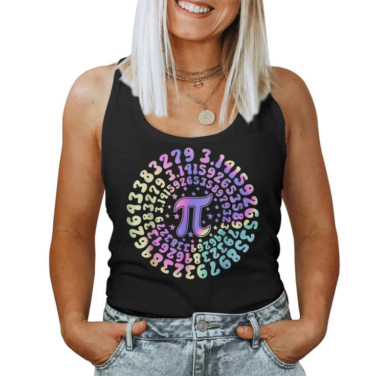 Happy Pi Day Retro Groovy Math Teacher Student  Women Tank Top Basic Casual Daily Weekend Graphic