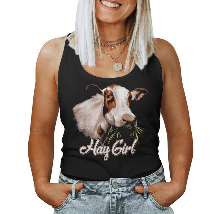 Hay Girl Funny White Cow Mom  Kids Girls Women Women Tank Top Basic Casual Daily Weekend Graphic