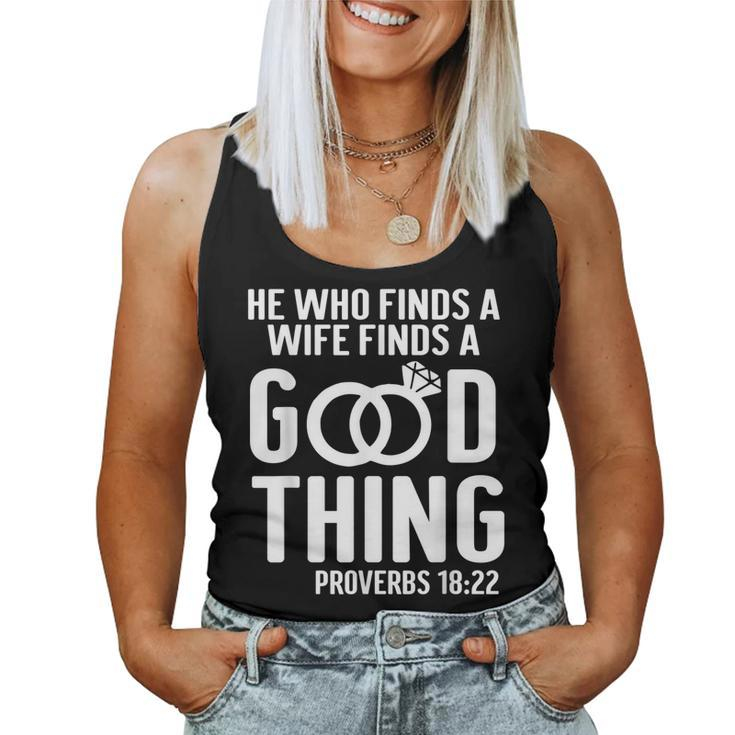 He Who Finds A Wife Finds A Good Thing Couple Matching  Women Tank Top Basic Casual Daily Weekend Graphic