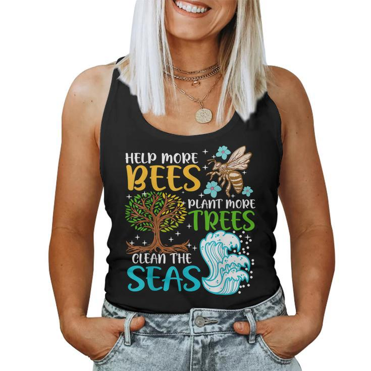 Help More Bees Plant More Trees Earth Day Climate Change  Women Tank Top Basic Casual Daily Weekend Graphic