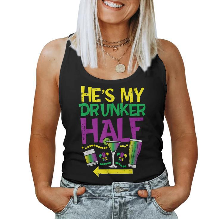 Hes My Drunker Half Matching Couple Girlfriend Mardi Gras Women Tank Top Basic Casual Daily Weekend Graphic