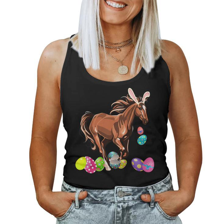 Horse And Bunny Rabbit Hat Easter Eggs Happy Day T Shirt Women Tank Top