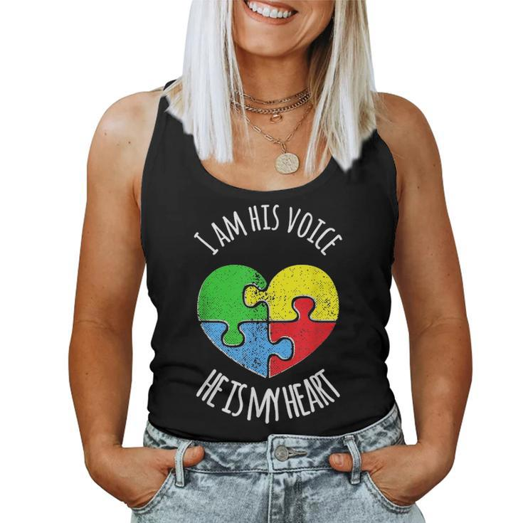 I Am His Voice Autism Awareness  Mom Parent Dad Women Tank Top Basic Casual Daily Weekend Graphic