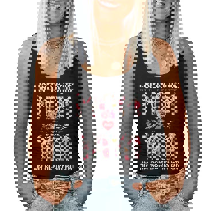 I Have Two Titles Mom And Yaya  Floral Women Tank Top Basic Casual Daily Weekend Graphic