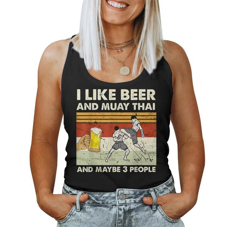 I Like Beer And Muay Thai And Maybe 3 People Retro Vintage Women Tank Top Basic Casual Daily Weekend Graphic