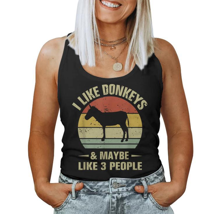 I Like Donkeys And Maybe Like 3 People Funny Donkey Farmer Women Tank Top Basic Casual Daily Weekend Graphic