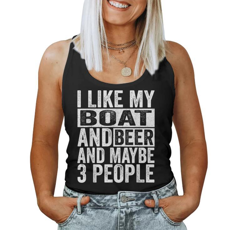 I Like My Boat And Beer And Maybe 3 People Women Tank Top Basic Casual Daily Weekend Graphic