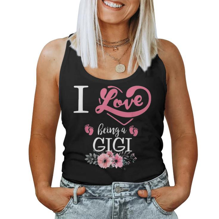 I Love Being A Gigi Flower Gifts For Mom Women Women Tank Top Basic Casual Daily Weekend Graphic