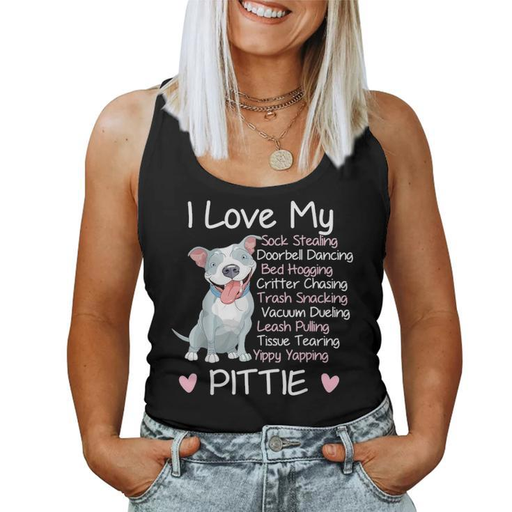 I Love My Pitbull Pittie Mom Mama Dad Youth  Funny Women Tank Top Basic Casual Daily Weekend Graphic