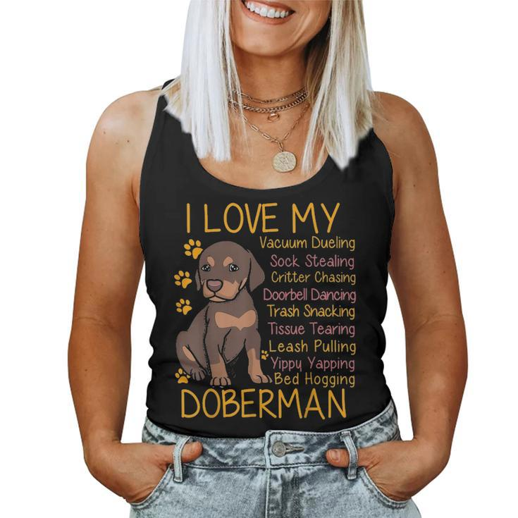 I Love My Red Doberman Dobie Mom Dad Gifts Youth Kid Lovers Women Tank Top Basic Casual Daily Weekend Graphic