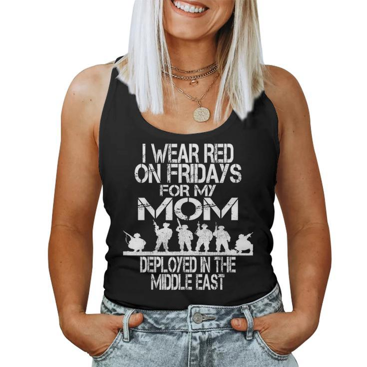 I Wear Red On Fridays For My Mom Us Military Deployed Women Tank Top Basic Casual Daily Weekend Graphic