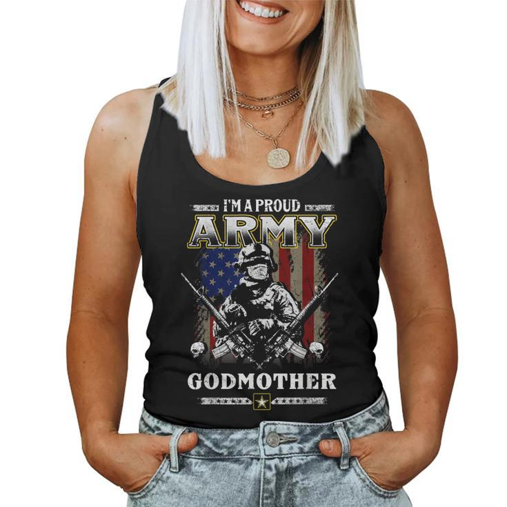 Im A Proud Army Godmother Veteran Fathers Day 4Th Of July  Women Tank Top Basic Casual Daily Weekend Graphic
