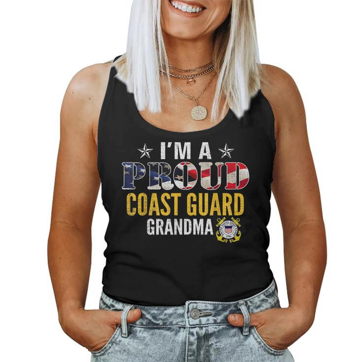 Im A Proud Coast Guard Grandma American Flag Gift Veteran  Women Tank Top Basic Casual Daily Weekend Graphic