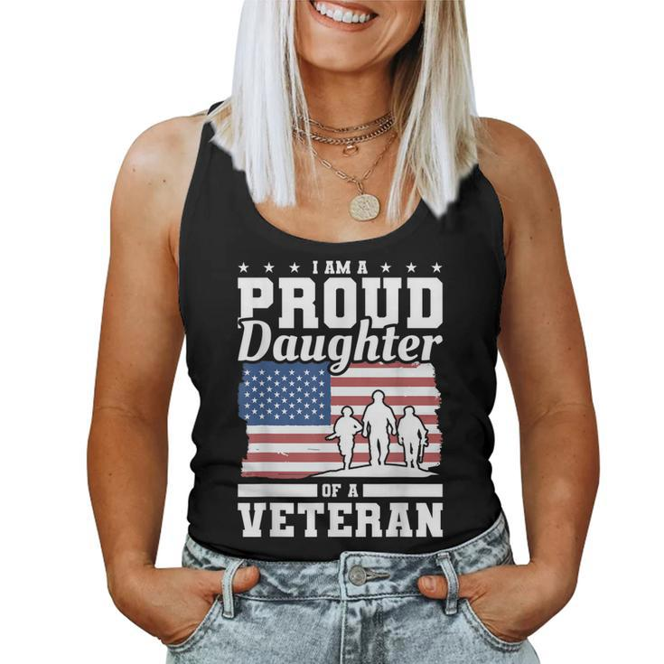 Im A Proud Daughter Of A Veteran American Flag Veterans Day  Women Tank Top Basic Casual Daily Weekend Graphic