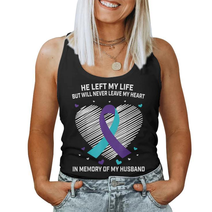 In Memory Of Husband Suicide Awareness Prevention Wife Women  Women Tank Top Basic Casual Daily Weekend Graphic