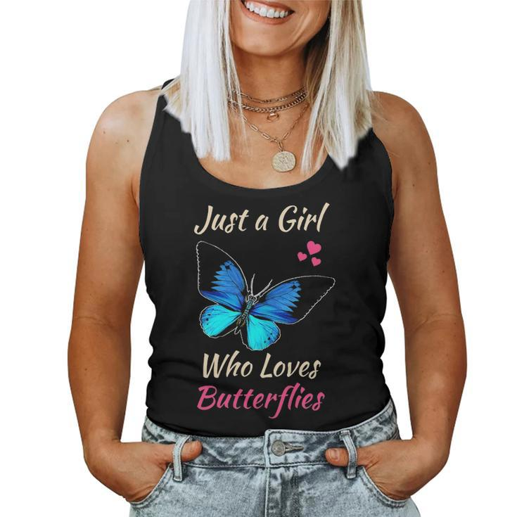 Just A Girl Who Loves Butterflies Funny Monarch Butterfly Women Tank Top Basic Casual Daily Weekend Graphic