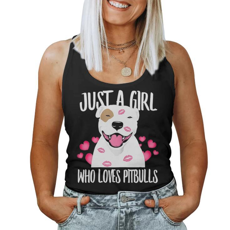 Just A Girl Who Loves Pitbulls Pitty Dog Puppy Dad Mom Women Tank Top Basic Casual Daily Weekend Graphic