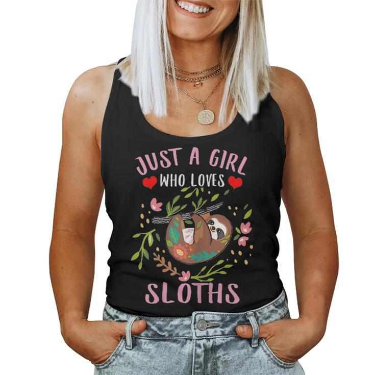 Just A Girl Who Loves Sloths Dad Mom Boy Girl Kid Party Gift Women Tank Top Basic Casual Daily Weekend Graphic